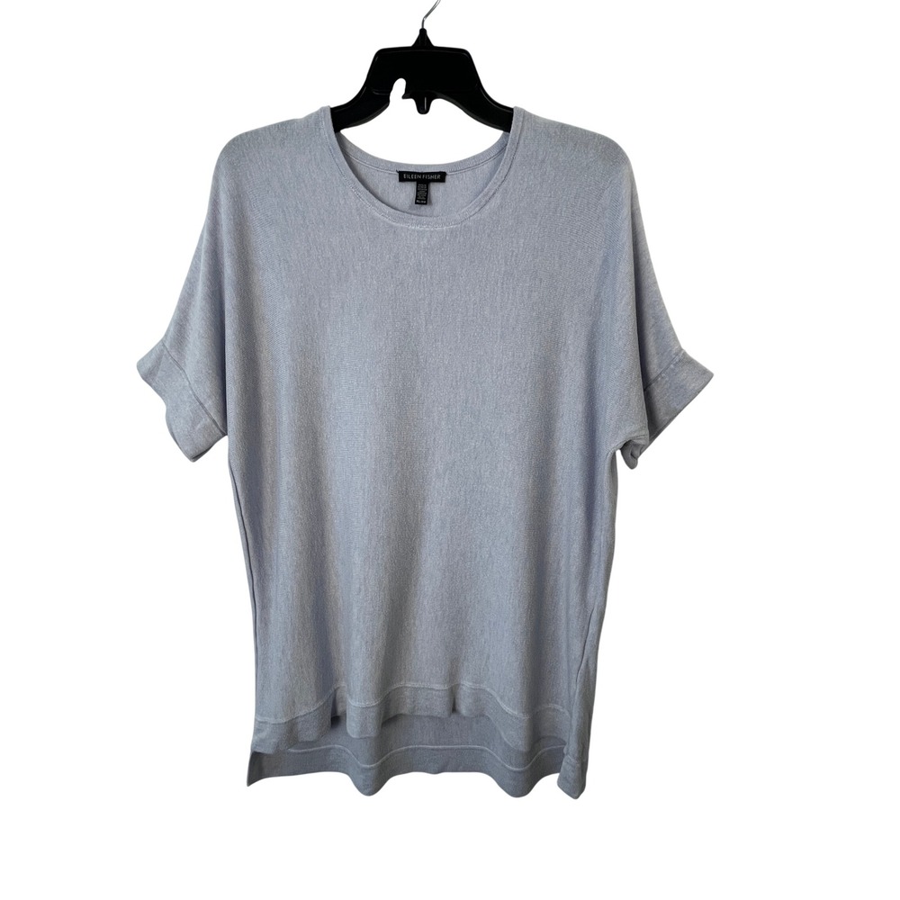 Eileen Fisher Fine Rib Knit Top Women XL Tencel Silk Luxury Minimalist